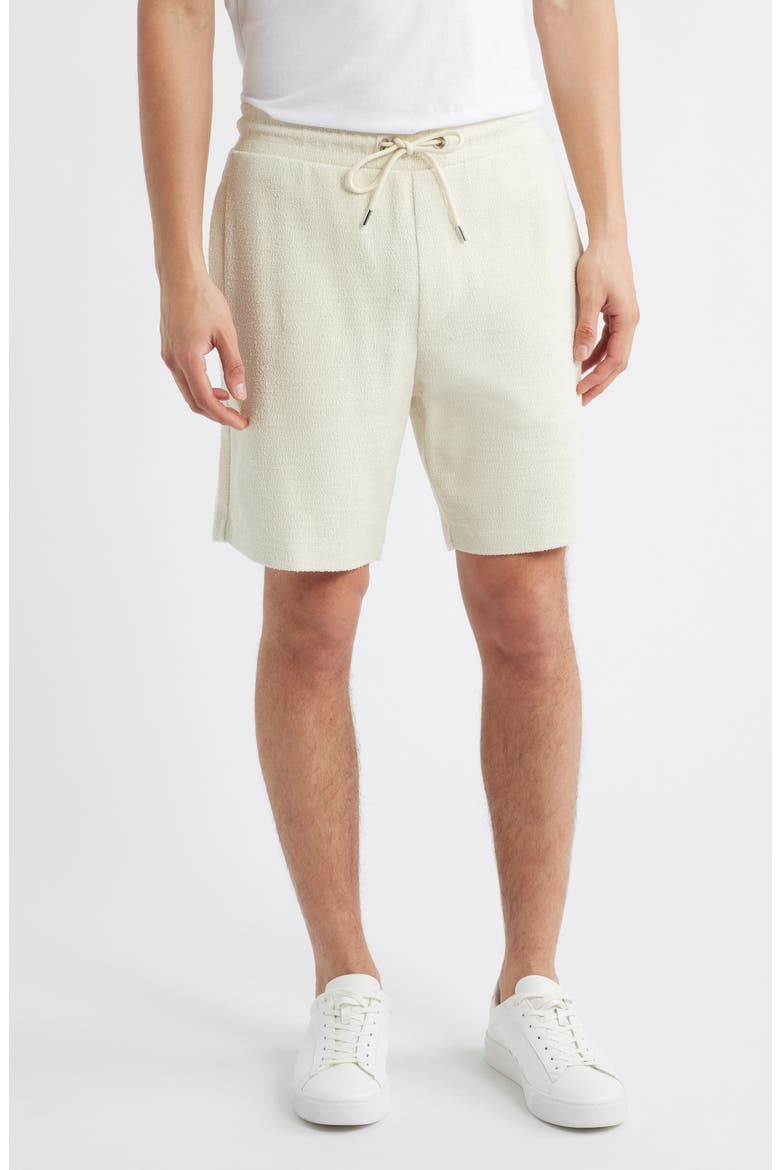 Leoni Drawstring Cotton Terry Cloth Shorts, Main, color, OPEN WHITE