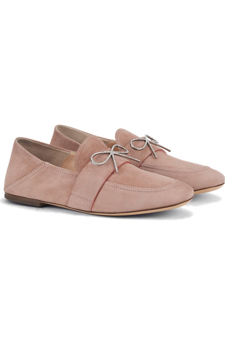 AGL Crystal Ribbon Leather Loafer, Main, color, Velour Tanny