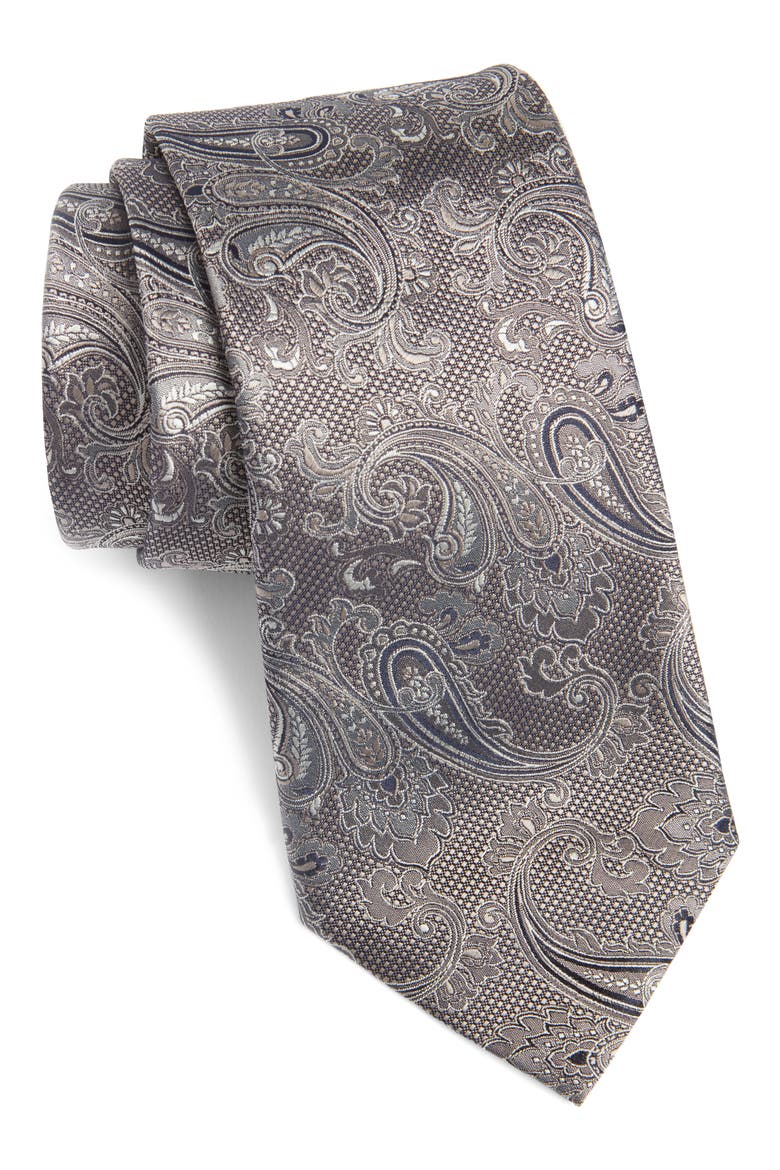 Paisley Silk Tie, Main, color, BEIGE