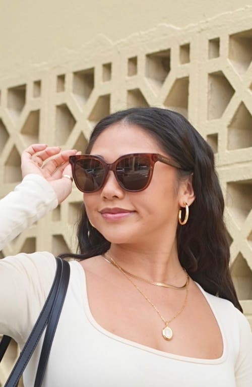 Mohala Eyewear Mahina 56mm Low Bridge Wide Width Polarized Cat Eye Sunglasses In Brown