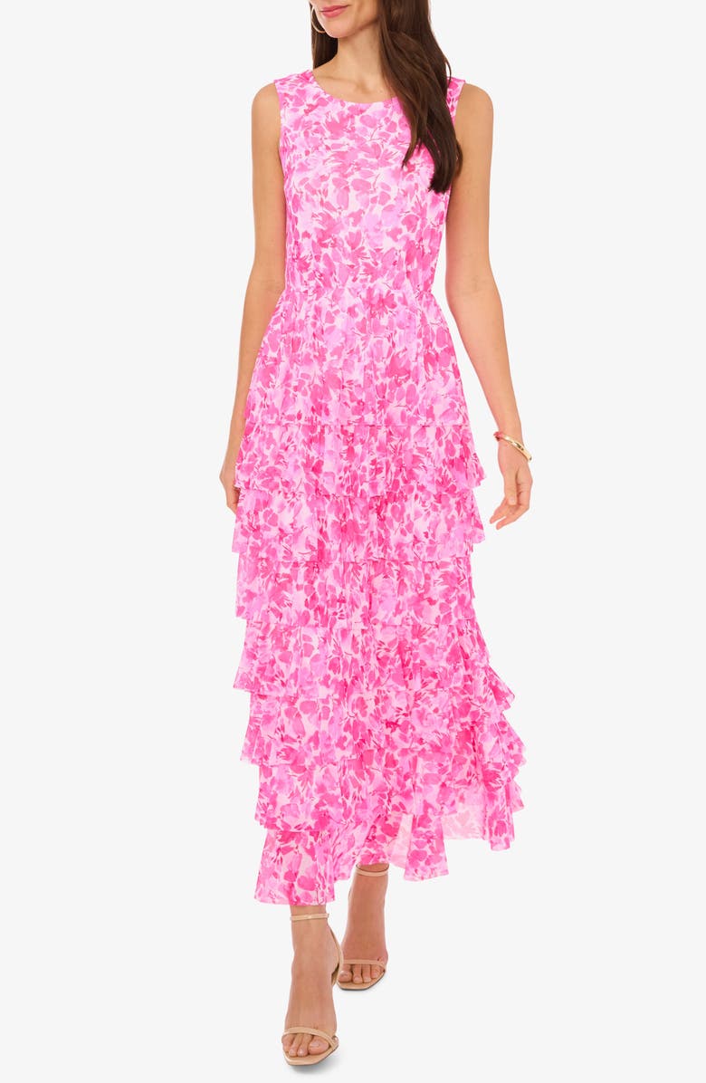 Vince Camuto Print Tiered Ruffle Sleeveless Maxi Dress, Main, color, 