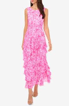 Vince Camuto Print Tiered Ruffle Sleeveless Maxi Dress