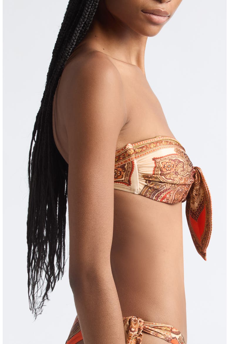 Mahon Scarf Tie Strapless Bikini Top, Alternate, color, TANGERINE PAISLEY