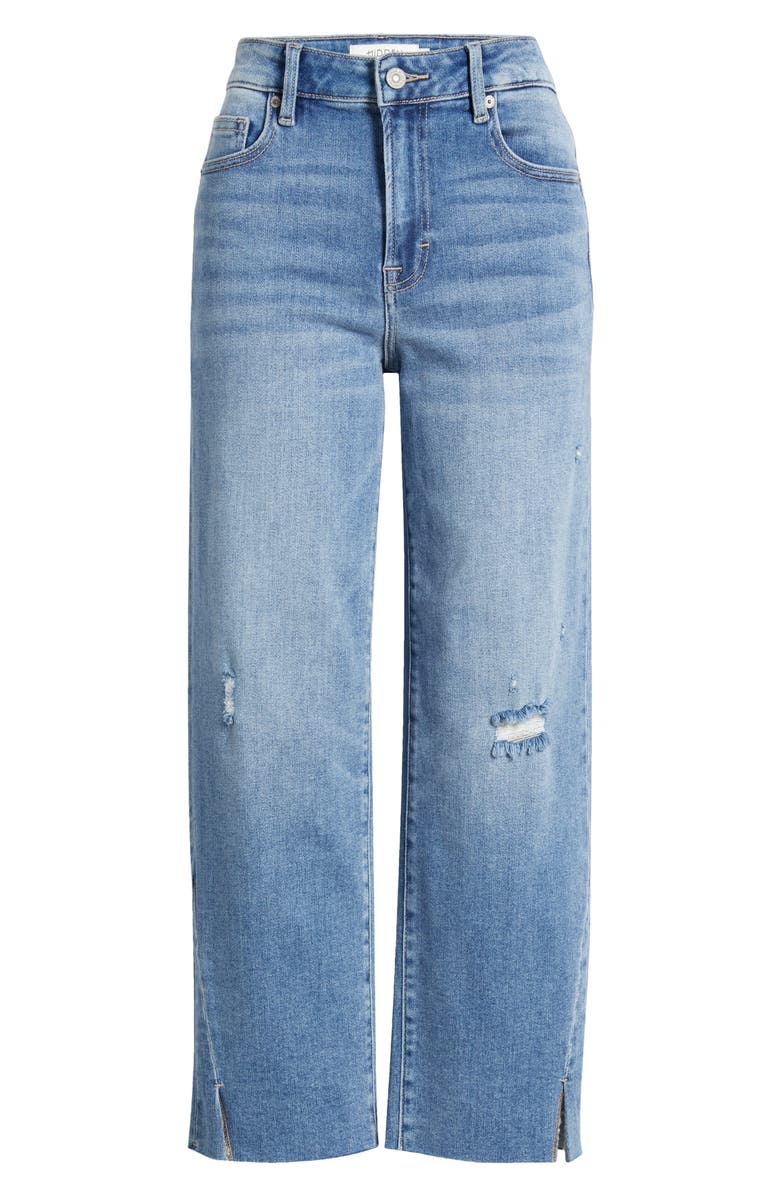 HIDDEN JEANS High Waist Slit Hem Crop Straight Leg Jeans, Alternate, color, Medium Wash