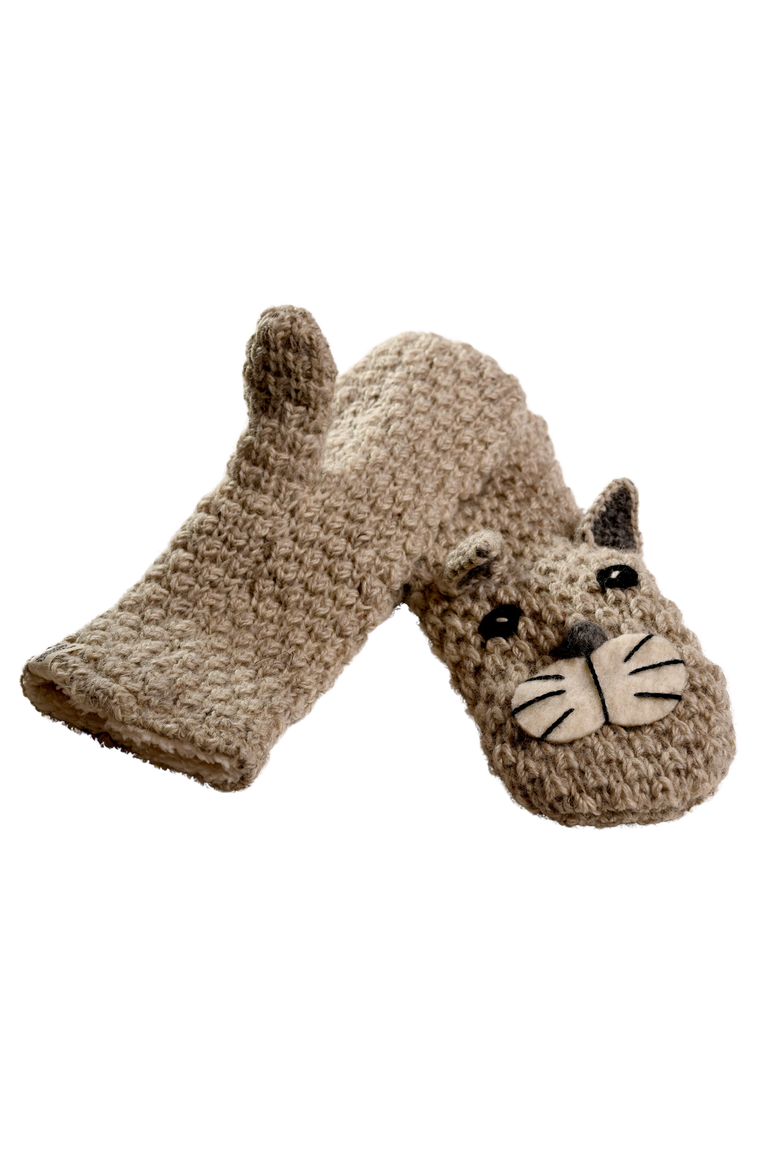 Crochet Shmil the Cat Mittens, Alternate, color, White
