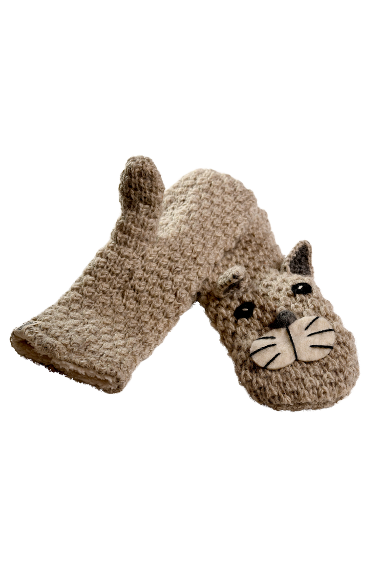 Nirvanna Designs Crochet Shmil the Cat Mittens, Alternate, color, White