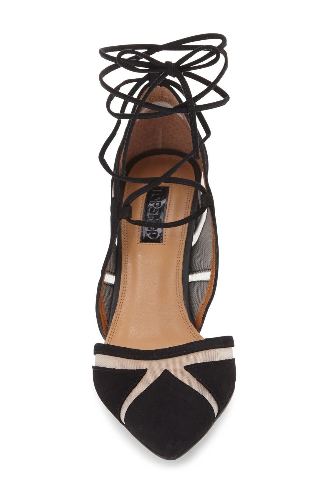Topshop 'Gretchen' Ankle Tie Pointy Toe Pump, Alternate, color, 