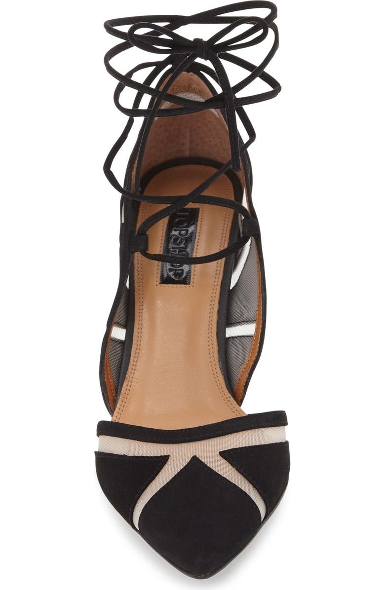 Topshop 'Gretchen' Ankle Tie Pointy Toe Pump, Alternate, color,