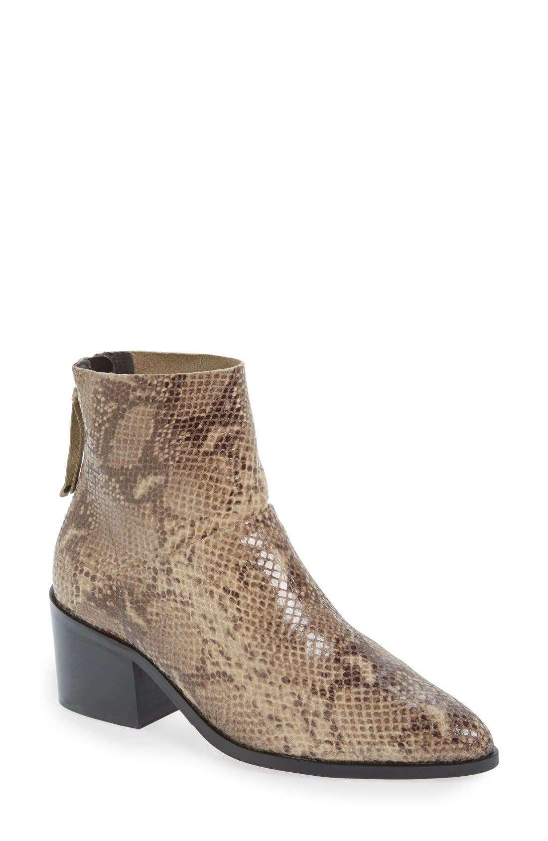 Topshop 'Midnight' Snake Embossed Ankle Boot, Main, color, 