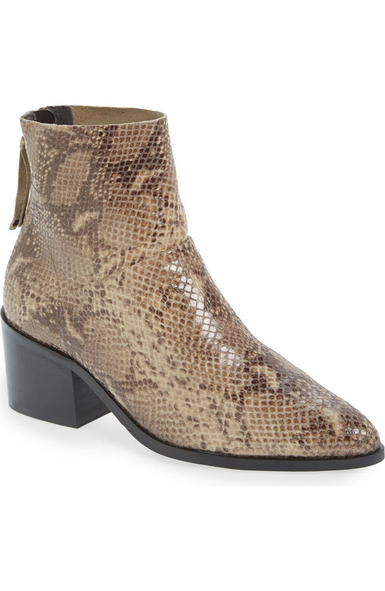 Topshop 'Midnight' Snake Embossed Ankle Boot, Main, color,