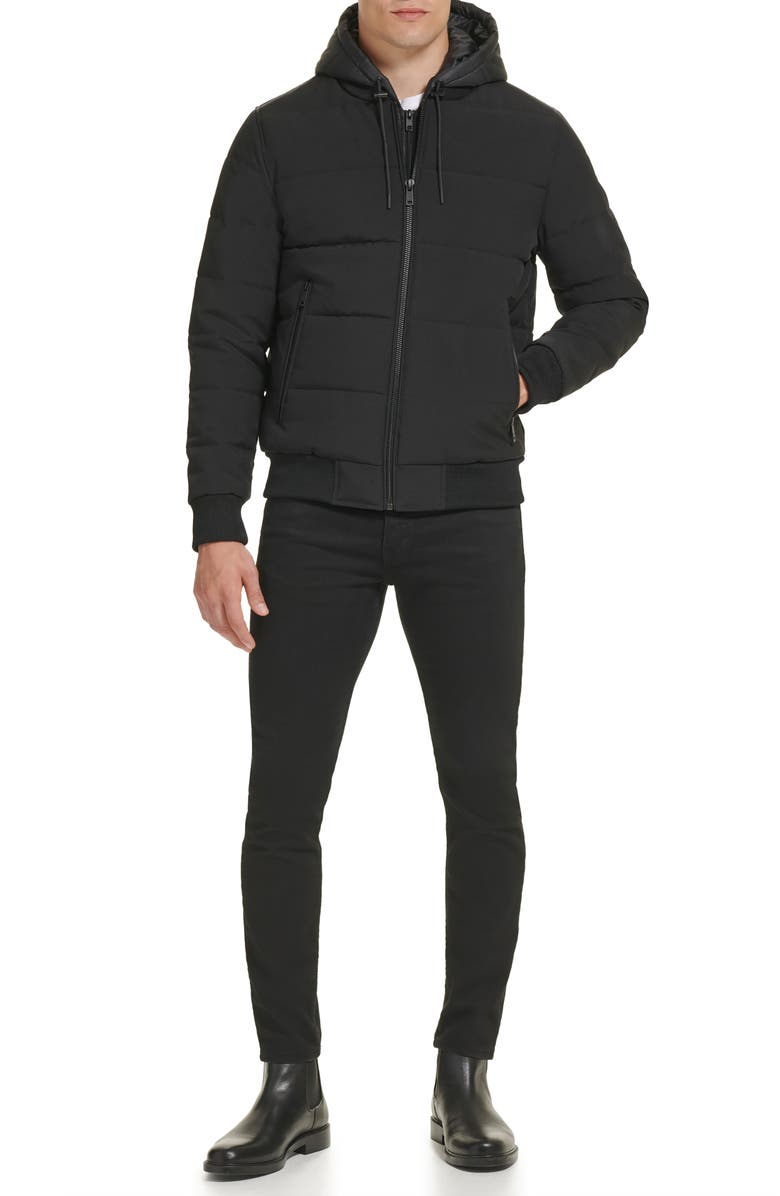 Kenneth Cole New York Oxford Hooded Bomber Jacket, Alternate, color,