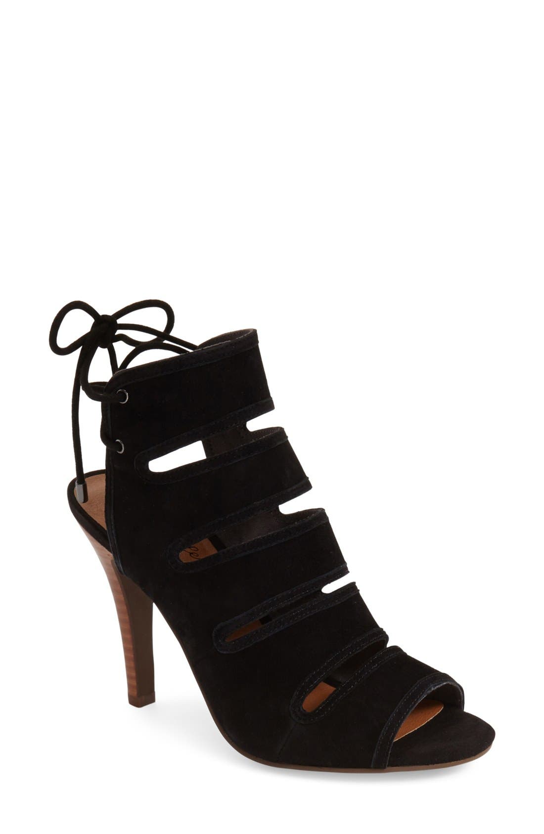 'Play Along' Sandal, Main, color, BLACK SUEDE LEATHER