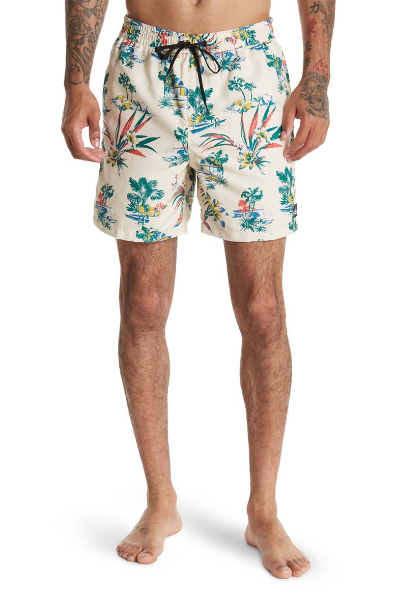 Vacancy Volley Board Shorts, Main, color, ANTIQUE WHITE