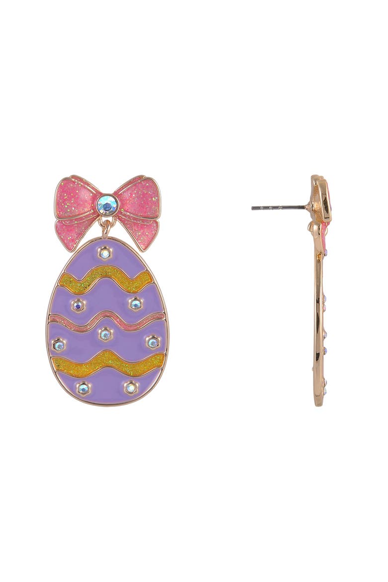 Easter Egg Drop Earrings, Alternate, color, Purple