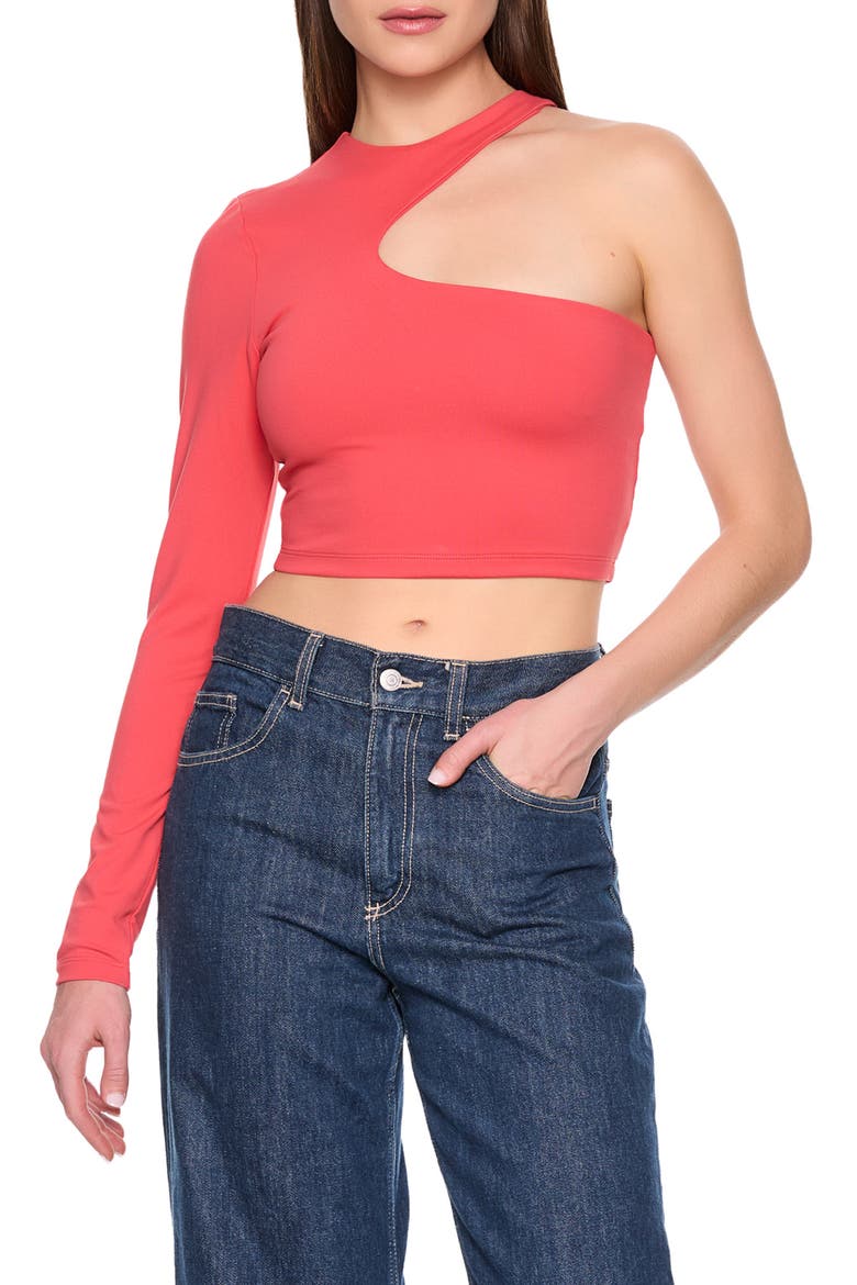 One-Shoulder Cutout Crop Top, Main, color, CHERRY BLOSSOM