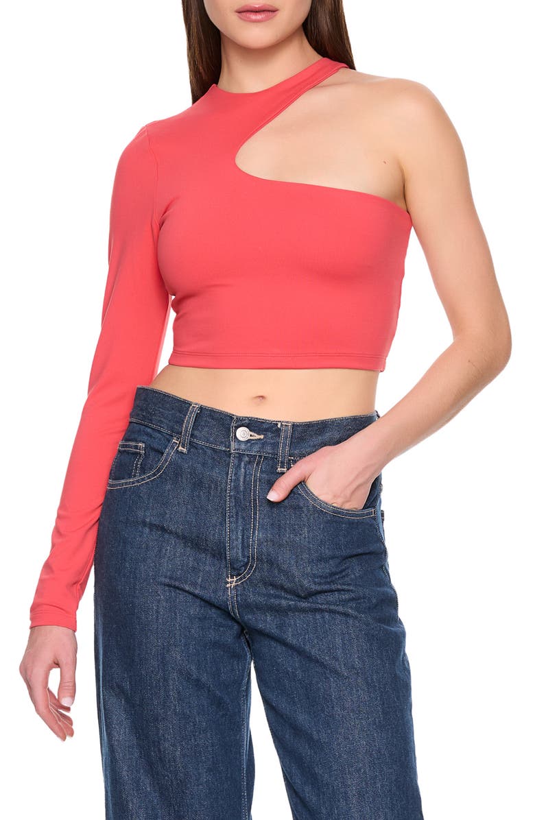 Susana Monaco One-Shoulder Cutout Crop Top, Main, color, Cherry Blossom
