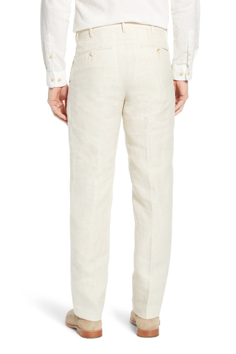 Men's Flat Front Linen Dress Pants, Alternate, color, CREAM