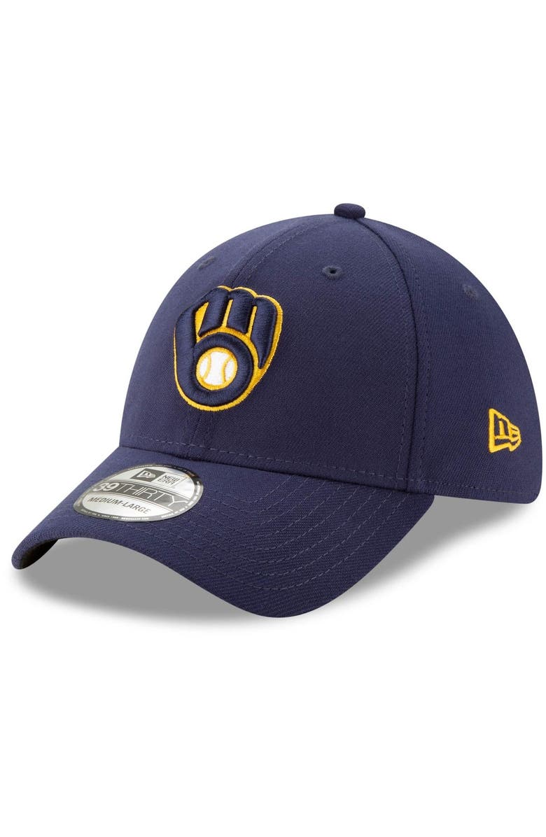New Era Men's New Era Navy Milwaukee Brewers Game Team Classic 39THIRTY Flex Hat, Main, color, 