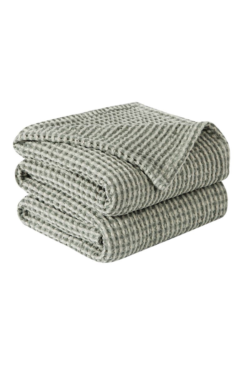 Tama Cotton Waffle Textured Throw Blanket, Main, color, SAGE GREEN