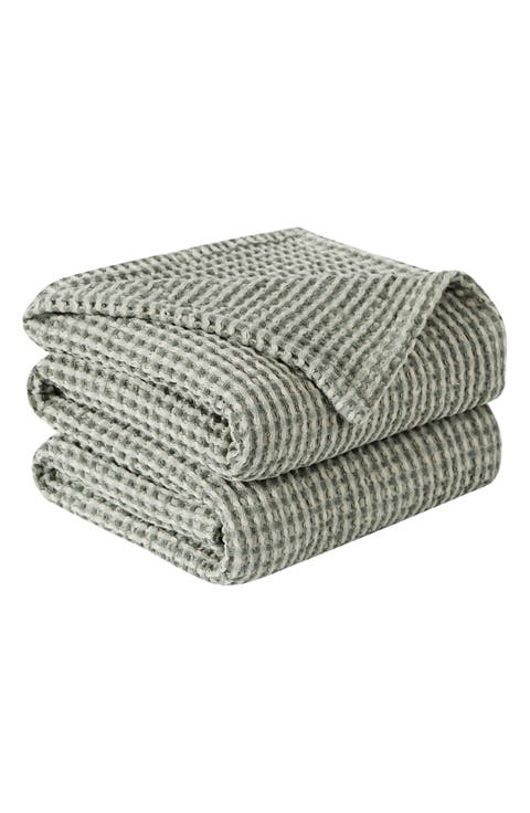 Tama Cotton Waffle Textured Throw Blanket