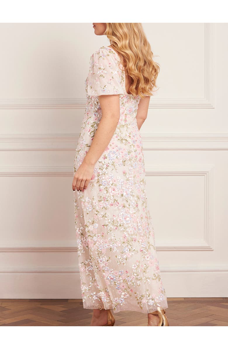 Needle & Thread Dream Garland Puff Sleeve Ankle Gown, Alternate, color, Cream/Multi