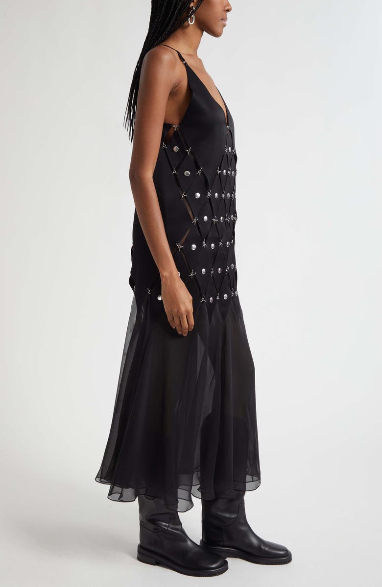 Rabanne Mixed Media Dress, Alternate, color, Black