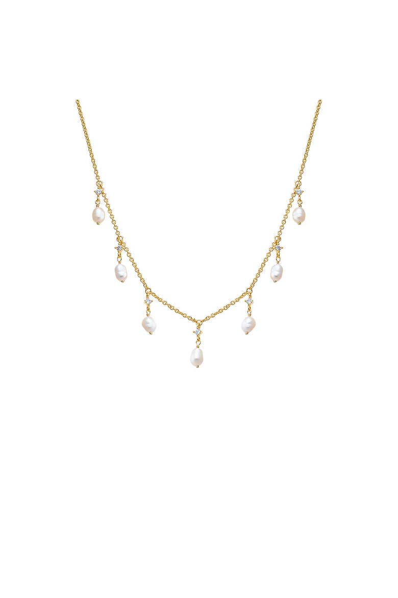 CZ X Pearl Shaker Necklace, Main, color, White