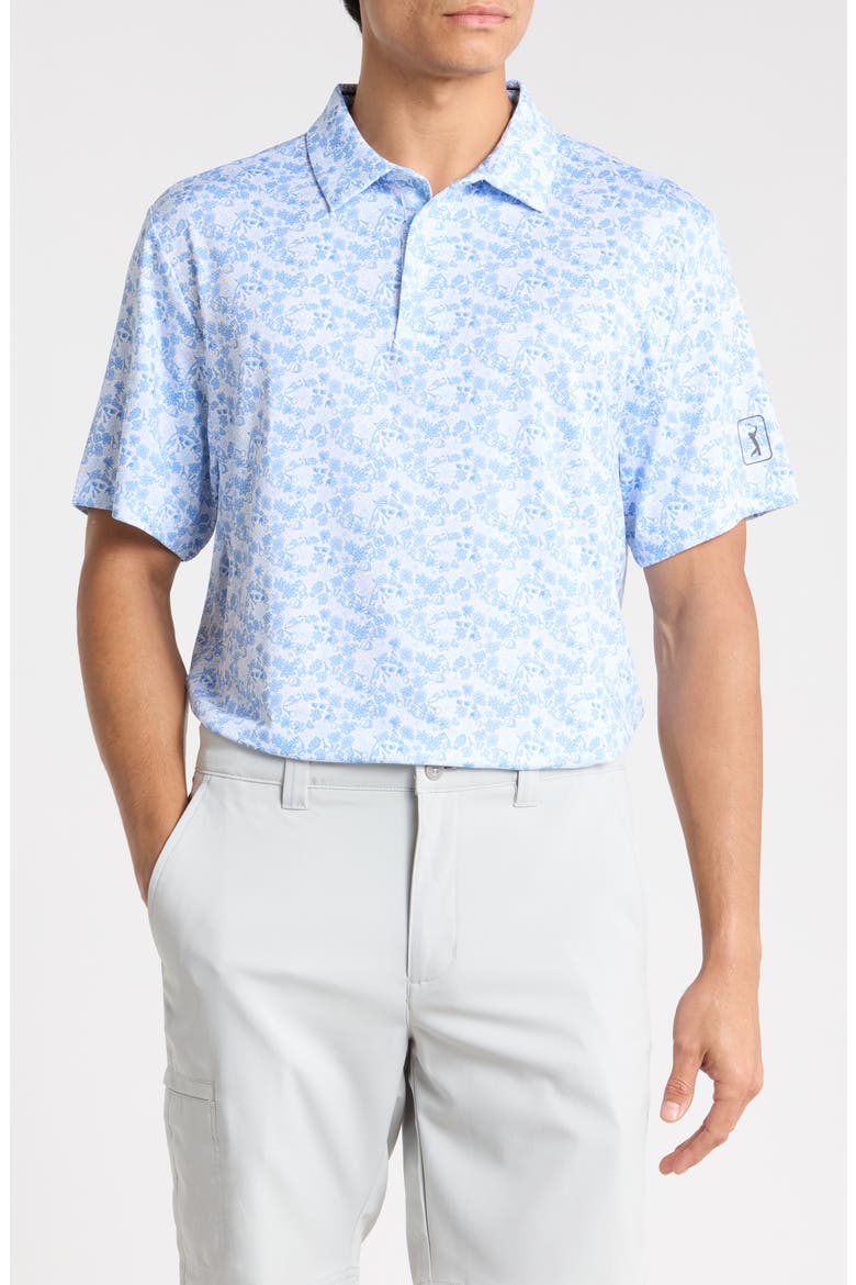 Floral Print Performance Polo, Main, color, TOP O THE MORNING