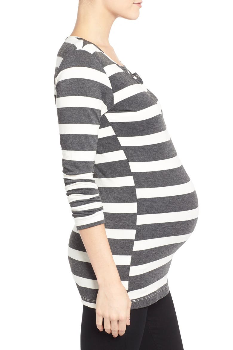'Wendy' Nursing Top, Alternate, color, CHARCOAL/ WHITE STRIPE