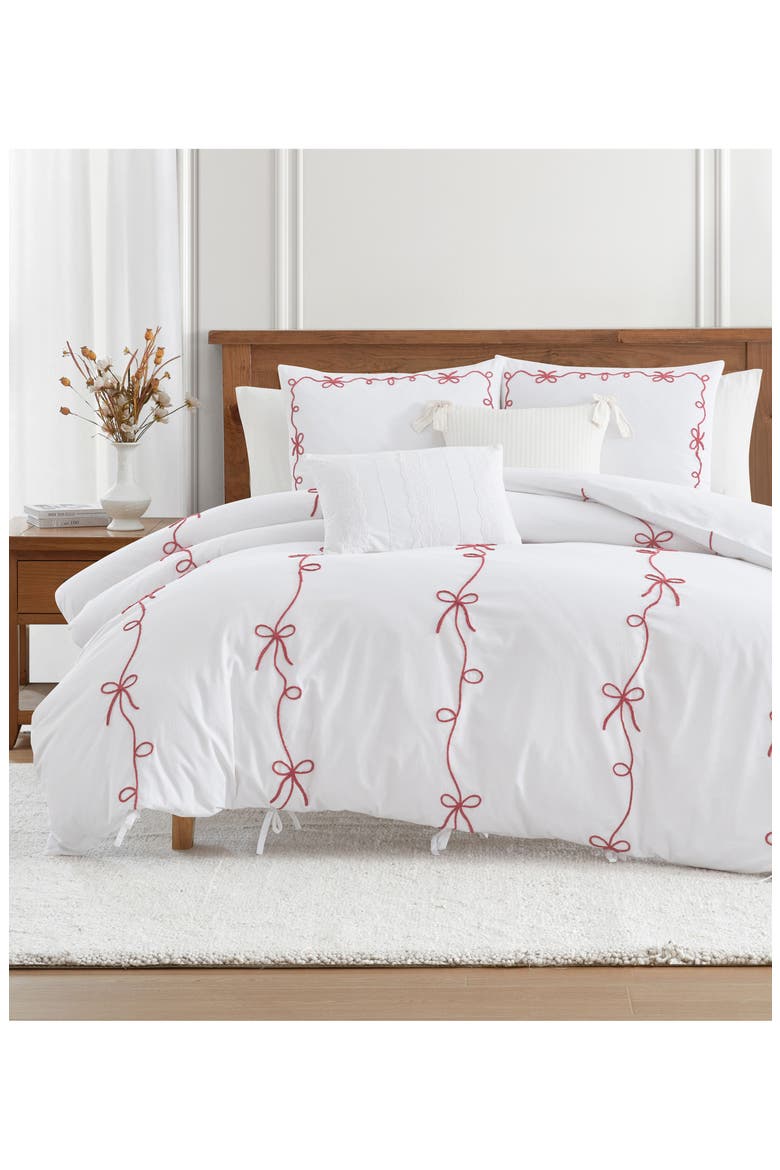Sasha Bows Comforter & Sham Set, Alternate, color, CHILI RED