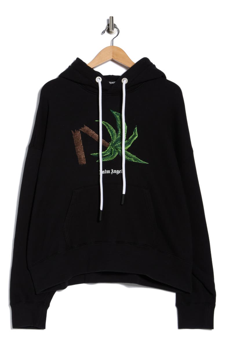 Palm Angels Broken Palm Cotton Blend Hoodie, Main, color, Black Green