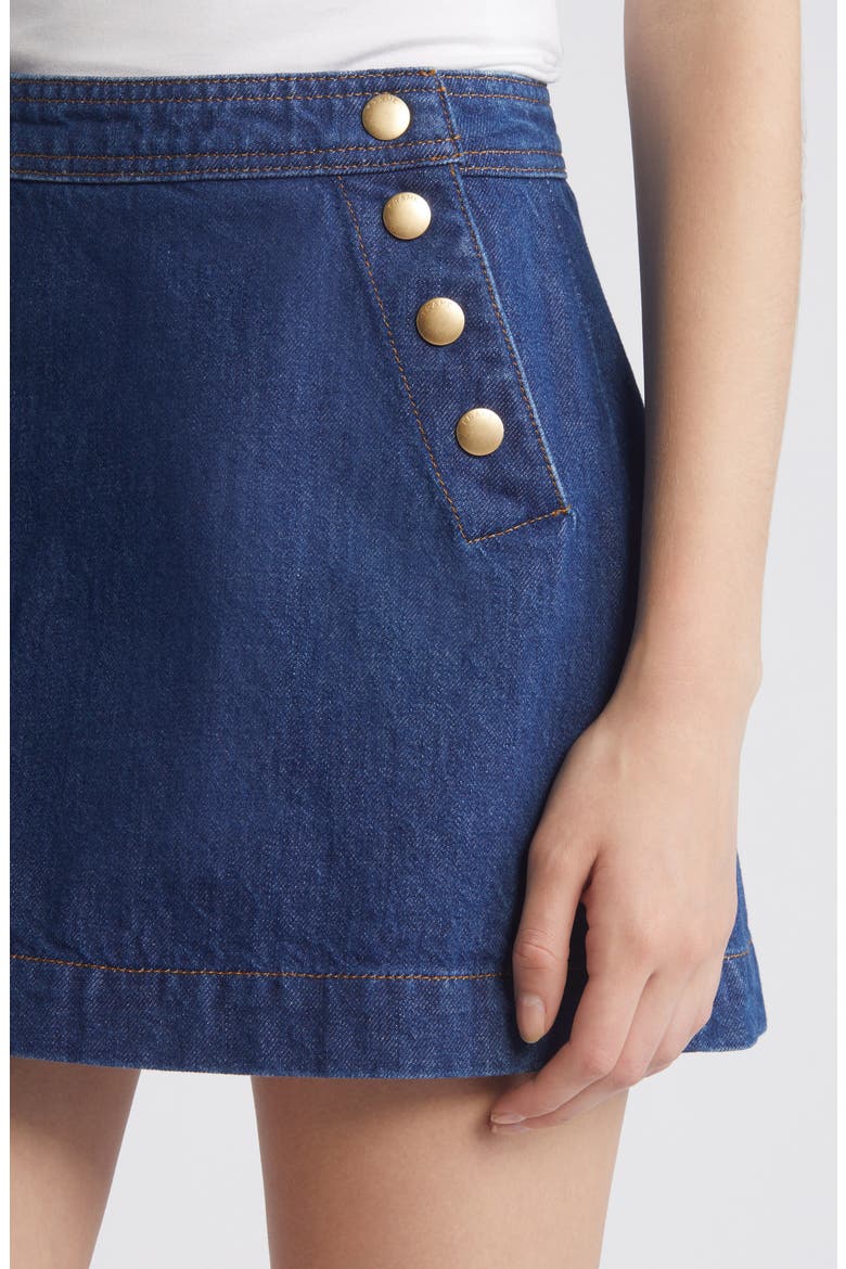 Sailor Snap Denim Skirt, Alternate, color, CELESTINE