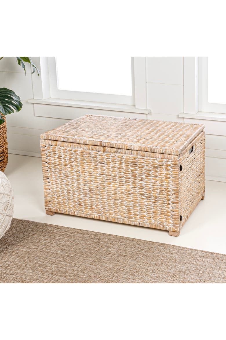 Anada Handwoven Wicker Weave Storage Trunk, Main, color, White Wash
