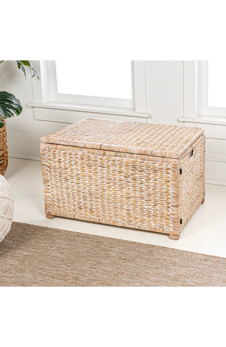 HAPPIMESS Anada Handwoven Wicker Weave Storage Trunk, Main, color, White Wash