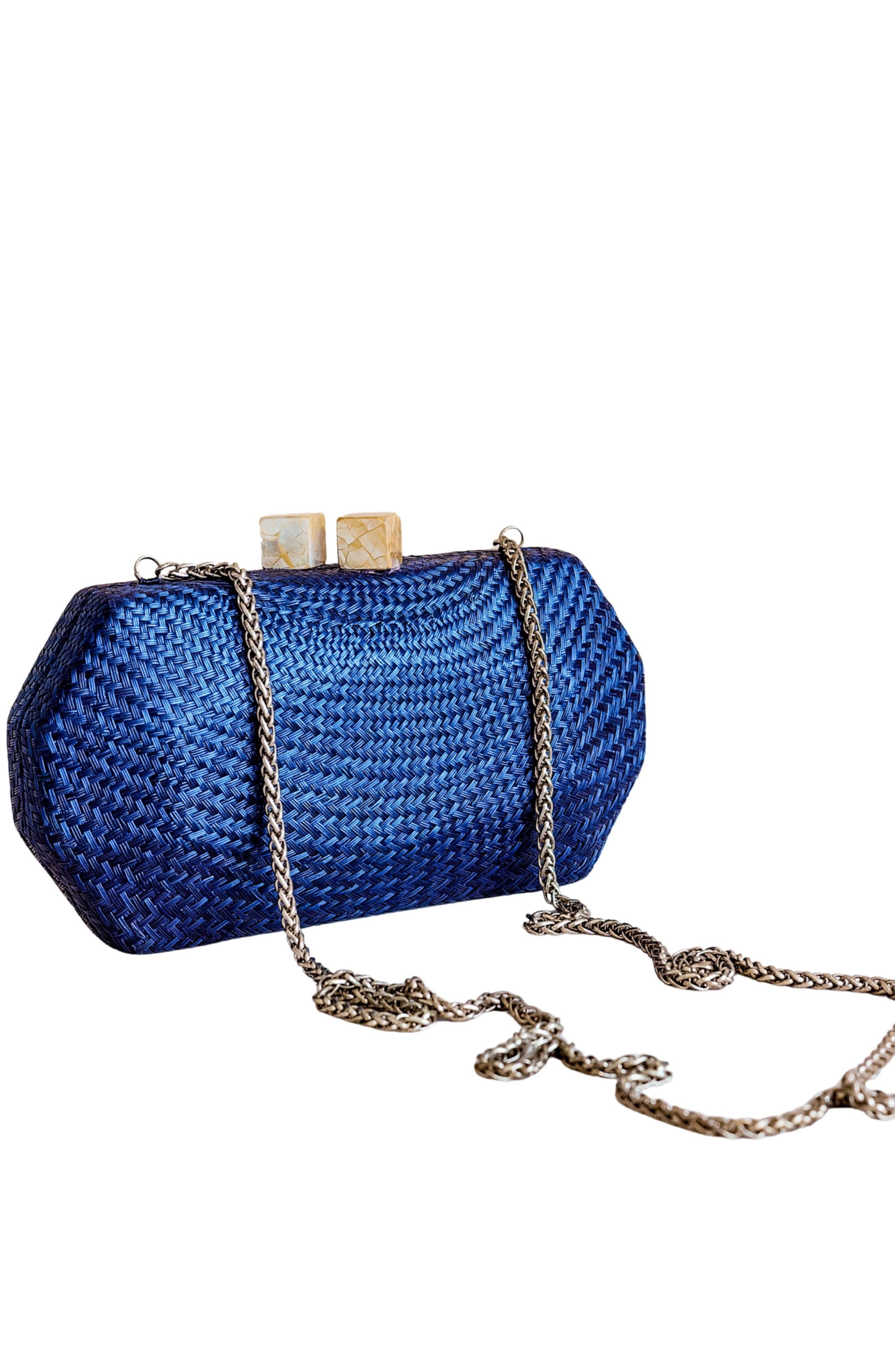 Solid Octagon Clutch, Alternate, color, NAVY BLUE