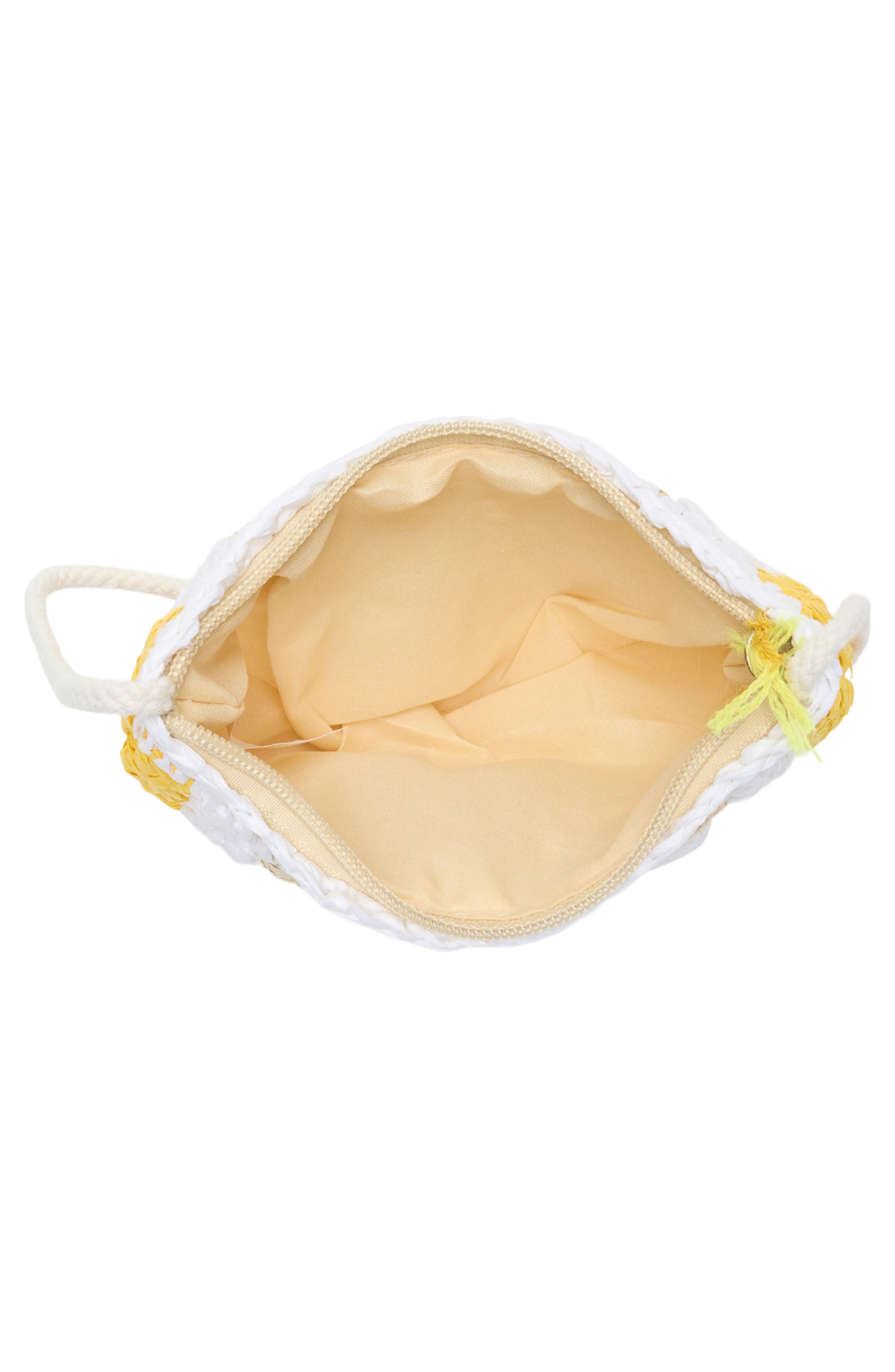 Kids' Lemon Crochet Straw Handbag, Alternate, color, YELLOW