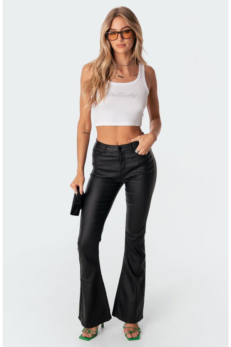 Luna Faux Leather Flare Leg Pants, Alternate, color, BLACK