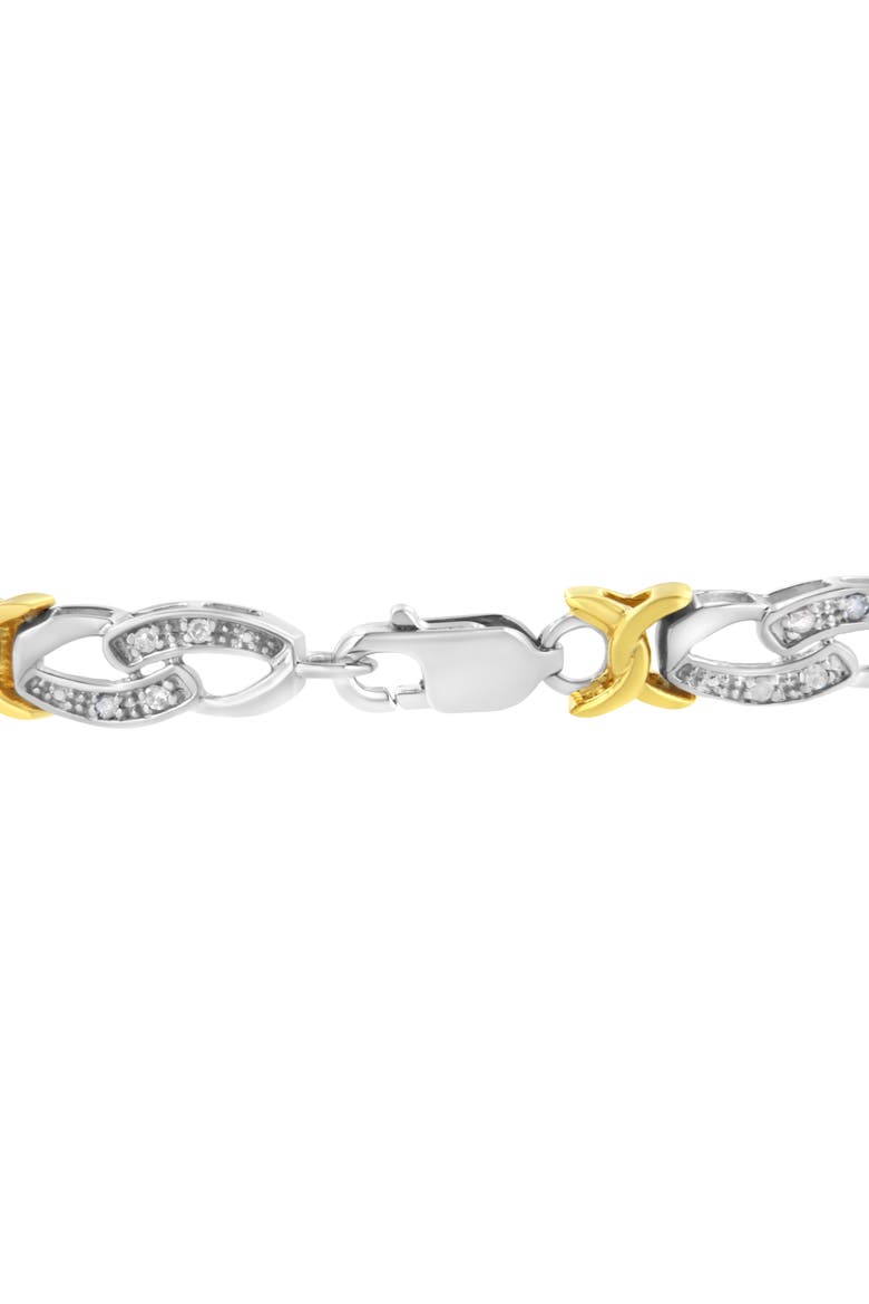 10k Yellow Gold Plated Silver 1/4 cttw Diamond Infinity and X Link Bracelet, Alternate, color, Yellow