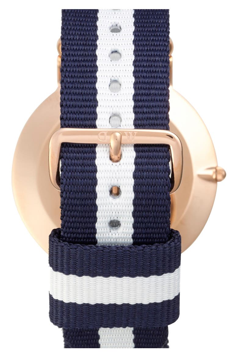 'Classic Glasgow' NATO Strap Watch, 40mm, Alternate, color, BLUE/ WHITE/ ROSE GOLD