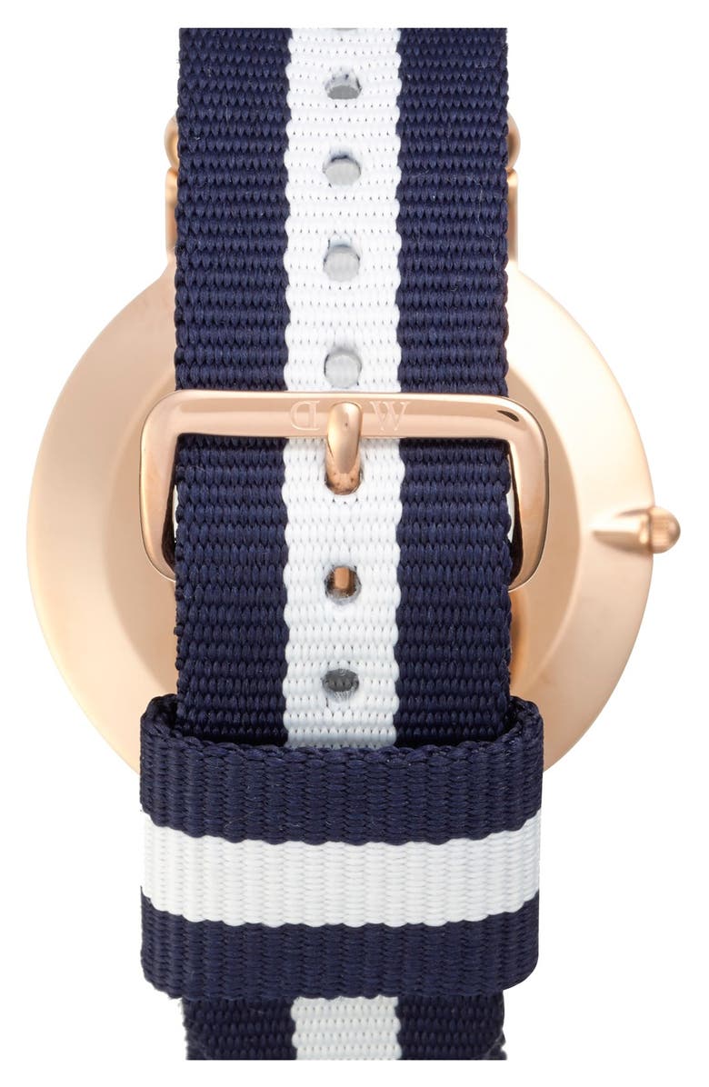 Daniel Wellington 'Classic Glasgow' NATO Strap Watch, 40mm, Alternate, color, Blue/ White/ Rose Gold