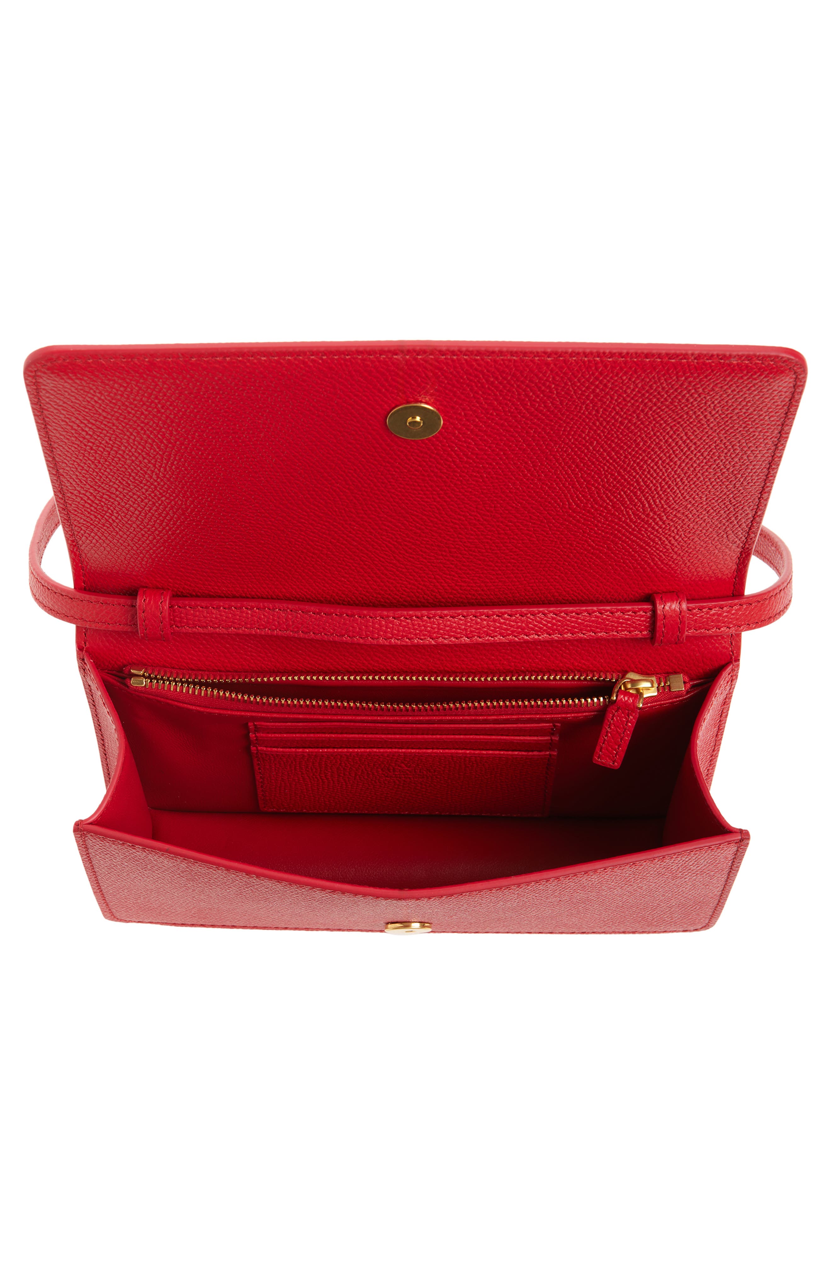 Mini VLOGO Leather Shoulder Bag, Alternate, color, RED