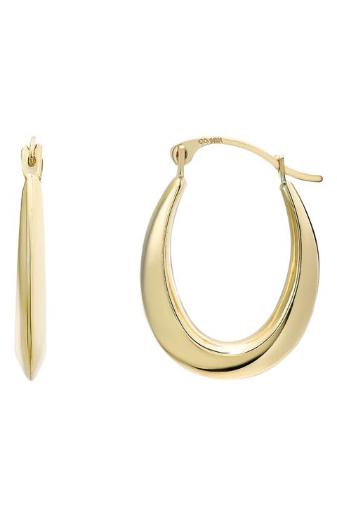 14K Gold Oval Hoop Earrings
