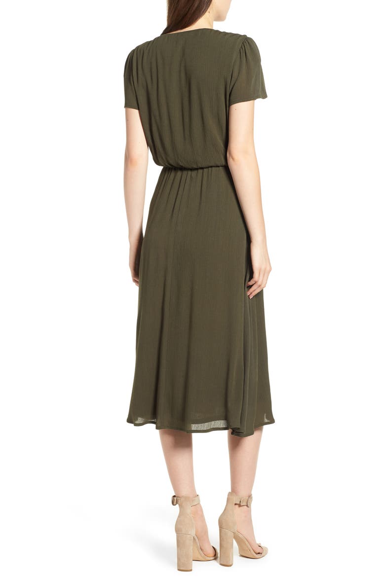 Blouson Dress, Alternate, color, ARMY GREEN