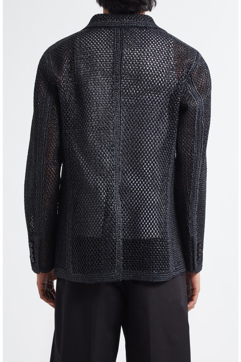 Portofino Double Breasted Raffia Mesh Sport Coat, Alternate, color, BLACK