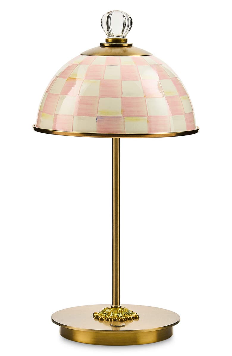 MACKENZIE CHILDS Rosy Check LED Rechargeable Dome Table Lamp, Main, color, Rosy