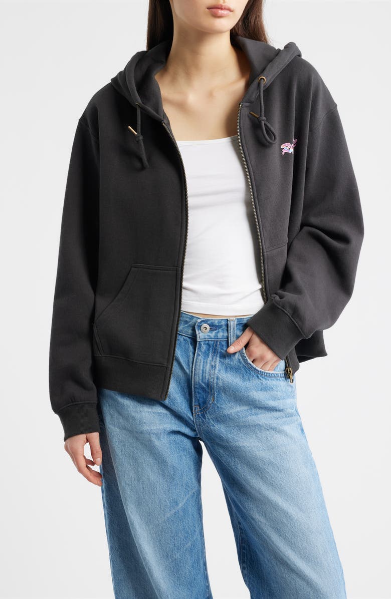 Rip Curl Lay Day Relaxed Cotton Blend Hoodie, Main, color, Washed Black