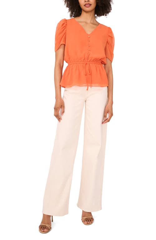 1.state Puff Short Sleeve Peplum Top