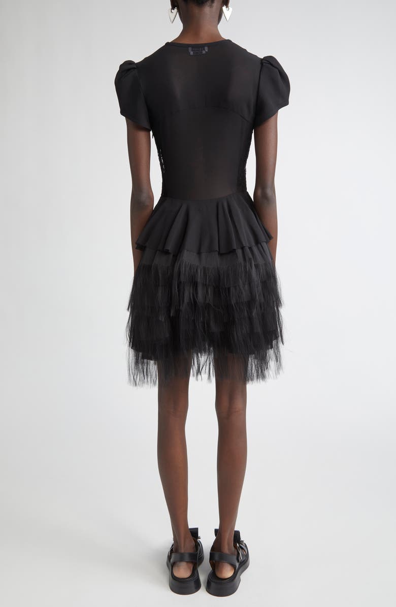 McQueen Lace & Fringe Dress, Alternate, color, Black