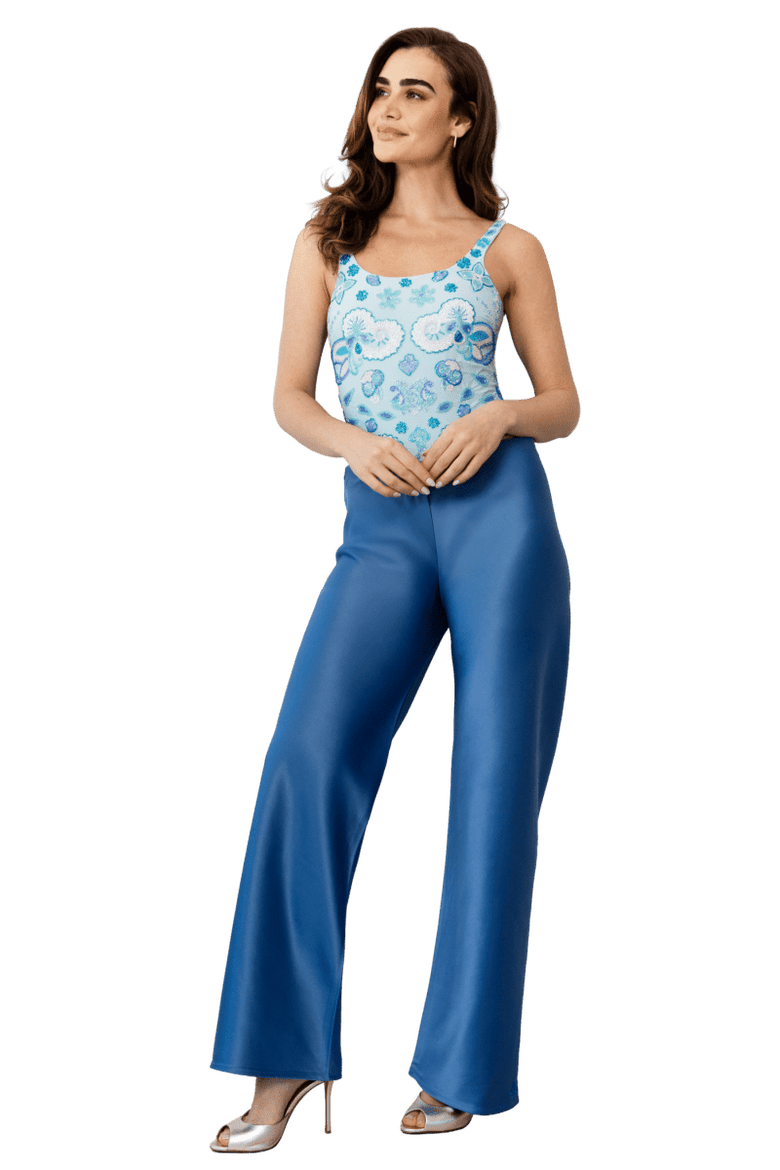 Olivette Satin Feel Wide Leg Pants, Alternate, color, Blue