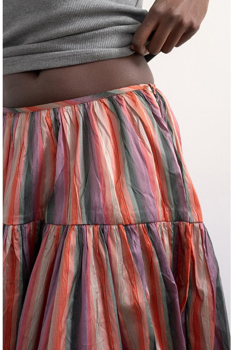 Striped Taffeta Skirt, Alternate, color, PINK MULTI